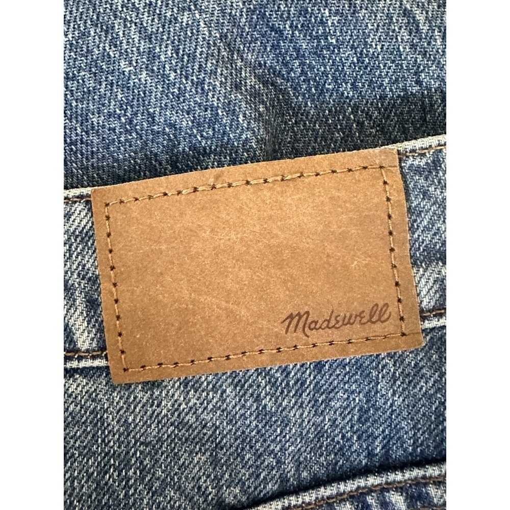 MADEWELL Wide 29" Inseam Leg Crop Destressed Denim Blue High Waist Sz 25 - Picture 11 of 14